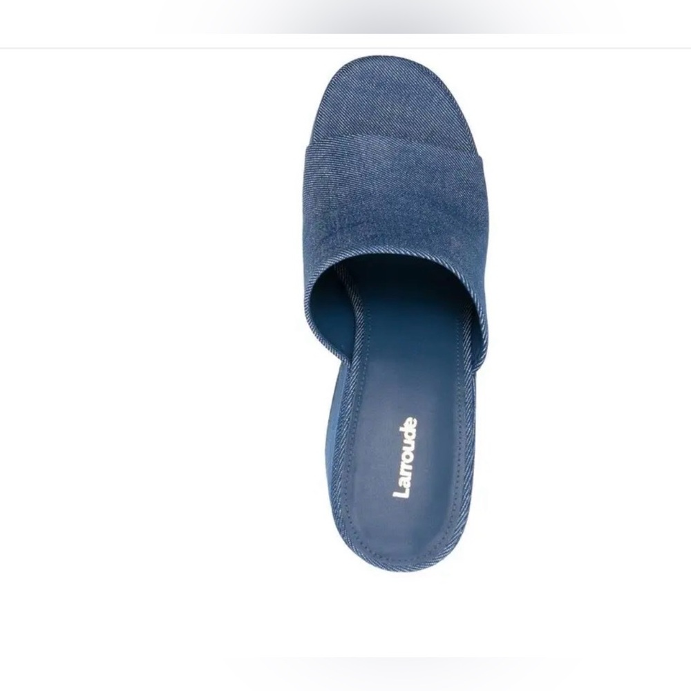 LARROUDE Women's Wanda Slip On
Platform Denim Slides In Blue Platform Sandals - Picture 10 of 16